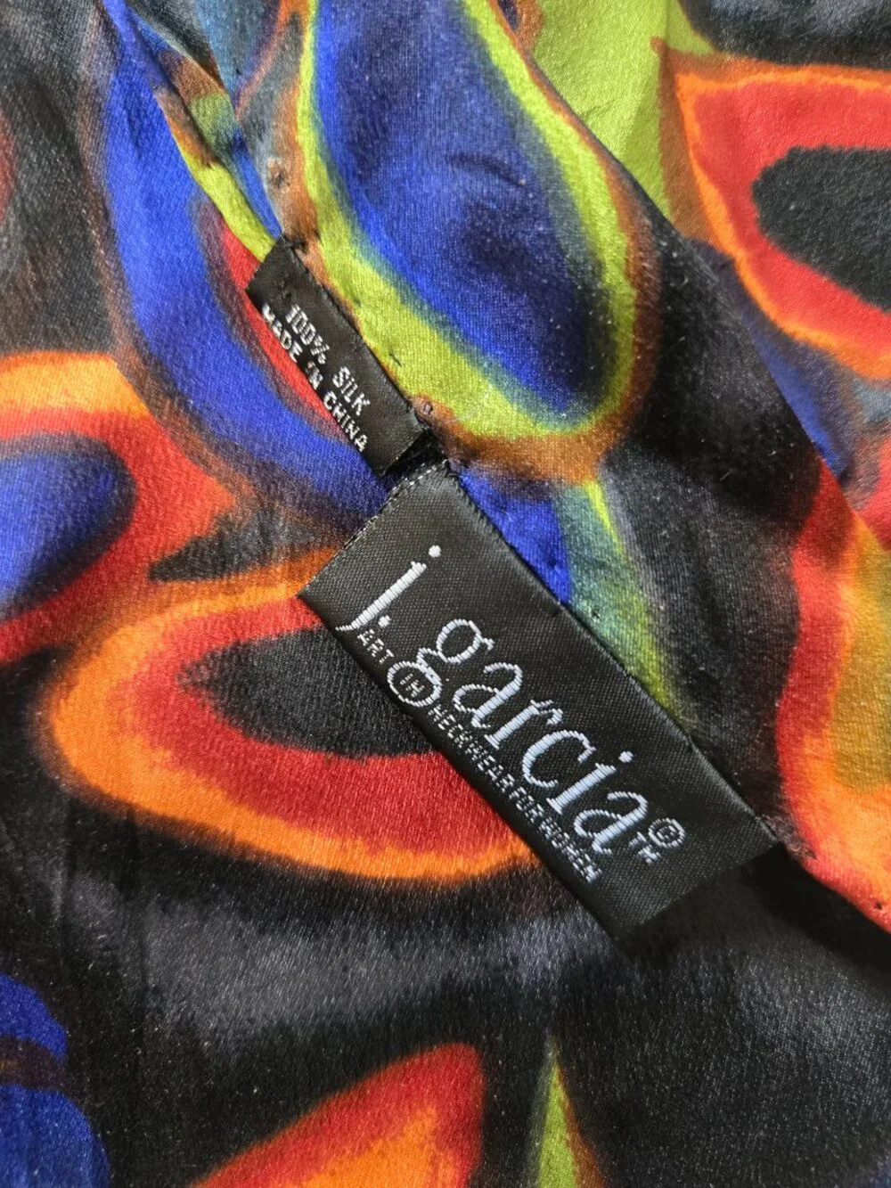J. Garcia 100% Silk Scarf Abstract Colorful Artistic Pattern Design
